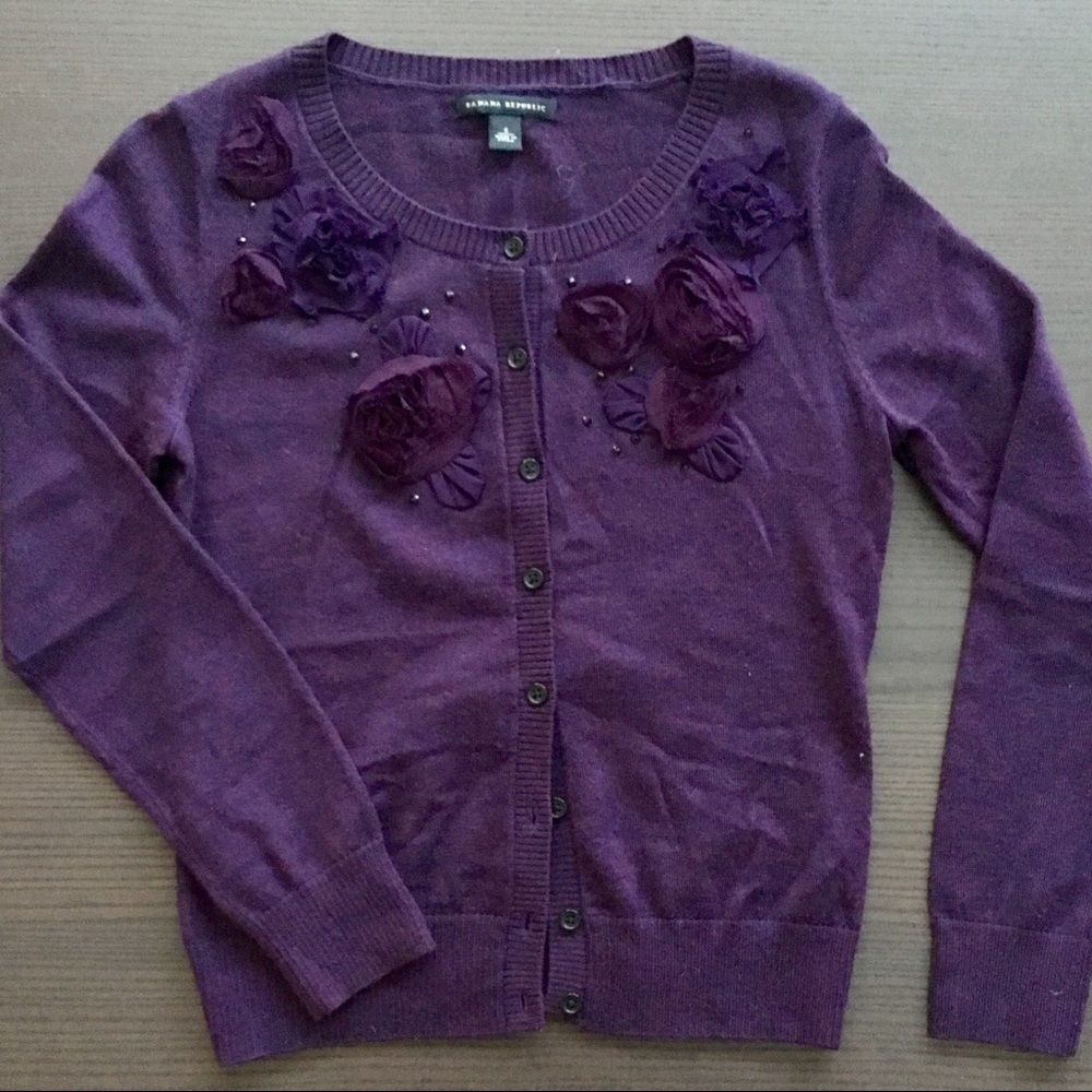 BR purple embellished cardigan